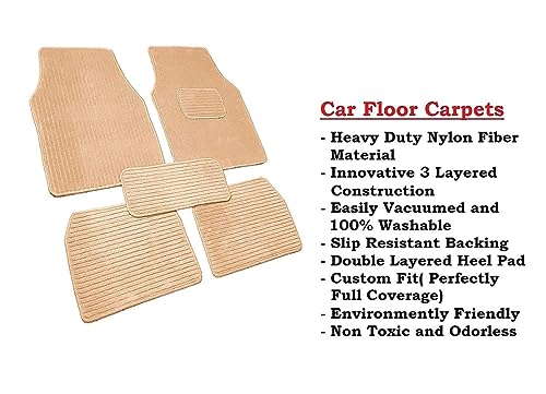 Vocado 65419 Beige Rubber 3D Car Floor/Foot Mats for Toyota Fortuner 2018 (Set of 5)