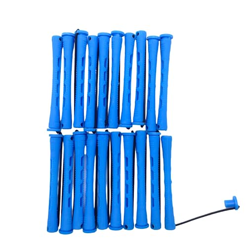 20pcs Hair Curlers Perm Rods 8.3cm Blue Plastic & Resin Rollers for DIY Styling Heatless Curling Rods for Women and Men Home Hair Styling Kit