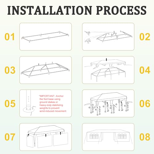 Image of 10x30 White Canopy Tent with 8 Removable Sidewalls and Windows, Waterproof Outdoor Party Gazebo Tent for Backyard Wedding Events BBQ Graduation