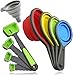 Measuring Cups and Spoons set, Collapsible Measuring Cups, 8 piece Measuring Tool Engraved Metric/US Markings for Liquid & Dry Measuring, Space Saving, BPA Free Silicone, Colorful