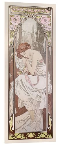 Posterlounge Les heures du jour - Repos de la nuit Tableau en verre acrylique de Alfons Mucha 20 x 50 cm Tableaux Décoration murale