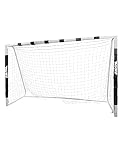 MUWO großes Fußballtor aus robustem Stahl in weiß, mit Textilmantel und Netz. 3 x 2 Meter Groß, einfacher Aufbau durch Stecksystem mit Bildanleitung. Für Indoor und Outdoor geeignet.