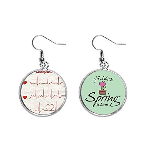 Pendientes de electrocardiograma en plata con colgante de corazón joyería creativa de primavera