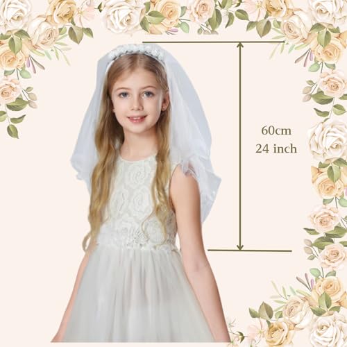 Elegant First Communion Veils – Pure White Lace Veil for Girls, Perfect Accessory for Sacred Ceremony2