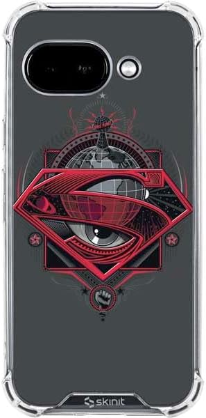 Skinit Clear Phone Case Compatible with Google Pixel 9a - Officially Licensed DC Comics Superman Comic Pattern Logo in Red Design
