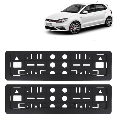 Image of KINGSWAY Polo GT Car Number Plate Frames for All 2012 to 2022 Models of Volkswagen Car Registration Plate Holders, Black Licence Plate Covers (Front and Rear), Universal Size 51.5 x 14.5 cm