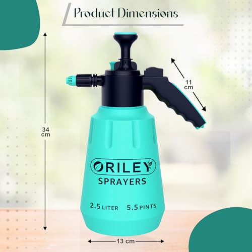 Image of ORILEY 2.5Litre Multifunctional Manual Garden Sprayer Pressure Pump Water Bottle with Nozzle Handheld Mist Spray for Flowers Plant Watering Car Glass Home Pesticide & Cleaning (Random Colour)