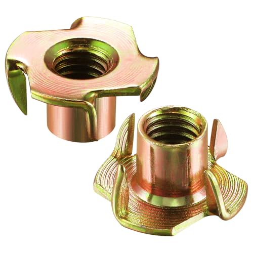 Wensilon 100pcs 1/4-20 T-nut Yellow Four-jaw - for Home, Hotel Outdoor Threaded Insertion