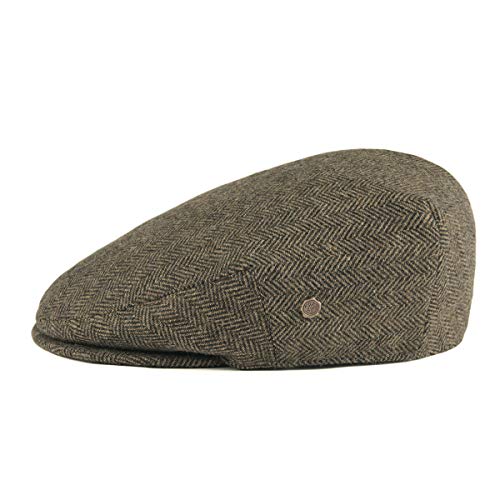 Image of VOBOOM Men's Herringbone Flat Ivy Newsboy Hat Wool Blend Gatsby Cabbie Cap