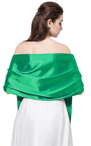 Green Satin Scarf Long Lightweight Shawls for Women(P14)