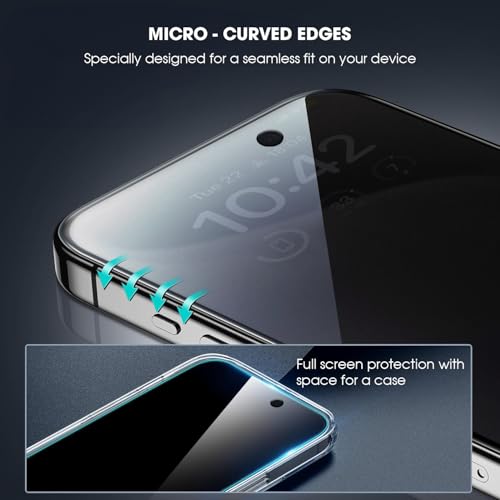 Image of GRIPP Privacy Tempered Glass Screen Protector for iPhone 15 (6.1 inch), 2-Way Anti-Spy Protection, 2.5D Round Edges, Scratch-Resistant, 9H Hardness, Bubble Free
