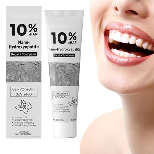 Pasta Dentals con Nanohidroxiapatita, 120g Pasta de Dientes Blanqueador, Pasta de Dientes Sensible a la Menta Refrescante, Pasta Dentífrica Sin Fluoruro Natural, para Fortalecer el Esmalte Dentals