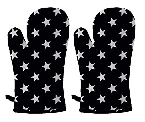Image of Cotton Shell with Inner Polyester Printed Glove Set - Black Star (Pack of 2)