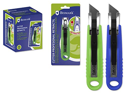 BISMARK CUTTER PROFESIONAL RETRACTIL CON CUCHILLA FRACTURABLE DE 18 MM BLISTER marca BISMARK
