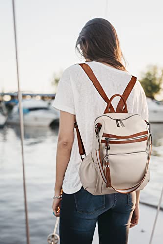 Image of Uromee Travel Backpack Purse for Women Vegan Leather Ladies Fashion Tassel Shoulder Bag Convertible