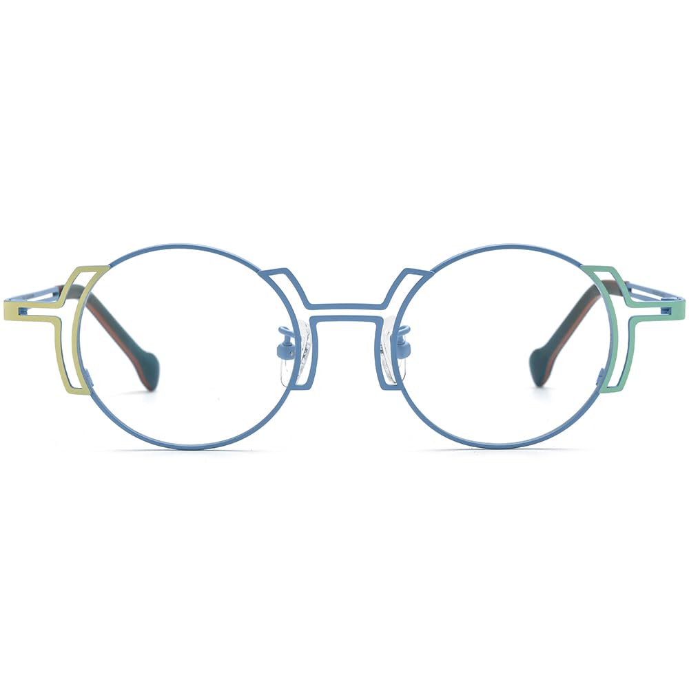 FONEX Colorful Pure Titanium Glasses Frame Women Retro Round Eyeglasses