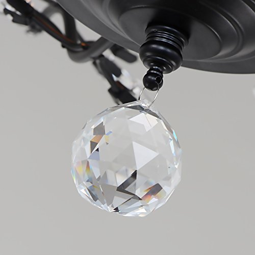Crystal Chandelier, SPARKSOR Vintage Ceiling Light, Modern Elegant K9 Crystal Glass Chandelier Ceiling Lighting Fixture for Living Room Bedroom Restaurant Porch Chandelier- Matte Black - 5 Lights - Image 4