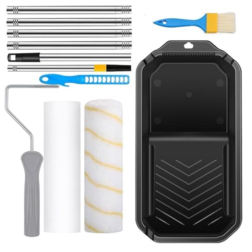 Paint Roller Kit, Paint Roller Brush - Paint Rollers Paint Kit,Brosses, Rouleaux de 9 pouces, Rouleau de Peinture avec Support à Rouleau & Plateau, Rouleau de...