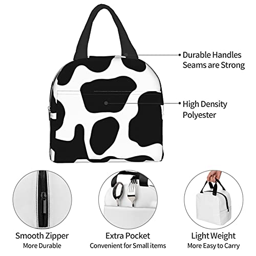Black And White Cow Print Bags Reusable Snack Bag Food Container For Boys Girls Men Women School Work Travel Picnic Waterproof Outdoors Game Handbags For Adults #TOP6