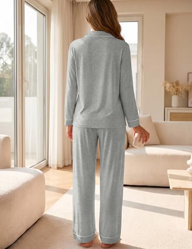 Image of ZMJ Womens Pajamas Sets 2 Piece Long Sleeve and Pant Pj Sets Button Up Sleepwear