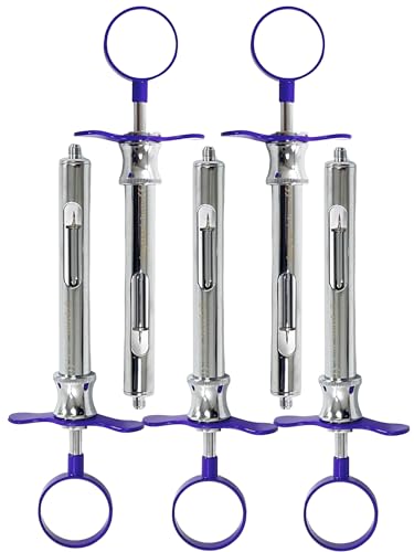 Set Of 5 Pieces - Type CW Dental Aspirating Syinge 1.8mL Anesthetic Injection Syringe German Steel Assorted Metal or Plastic Handle (Metal Handle)