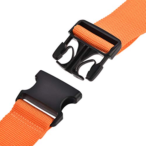 Image of uxcell Luggage Strap Suitcase Belt with 2 Buckles, 2Mx5cm Cross Adjustable PP Travel Packing Accessory, Orange