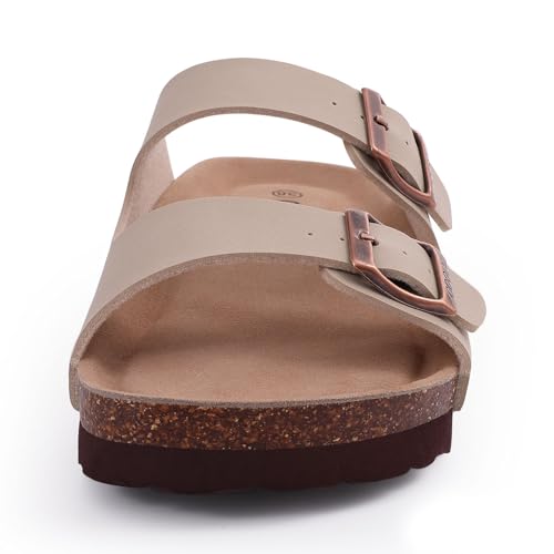 Image of ODOLY Unisex Comfortable Cork Footbed Slide Sandals with Arch Support | Adjustable Buckle, Lightweight Summer Sandals for Travel and Everyday Wear