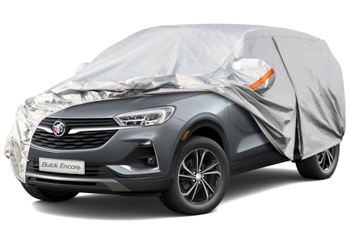 Image of Kayme 6 Layers SUV Car Cover Custom Fit for Buick Encore /Encore GX(2012-2025) Waterproof All Weather for Automobiles, Outdoor Full Cover Rain Sun UV Protection.Silver