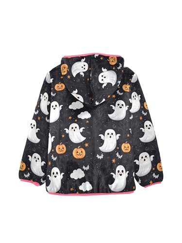 Halloween Cute Ghosts Pumpkins Girls Fleece Jacket Girls Jacket Girl Coats Zip Up Hoodie Children Outerwear 2-3T2