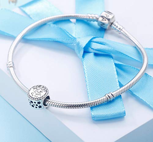 925 Sterling Silver Charm Fit for Pandora Charms Bracelet Necklace I Love You to the Moon and Back Charm Gifts for Women4