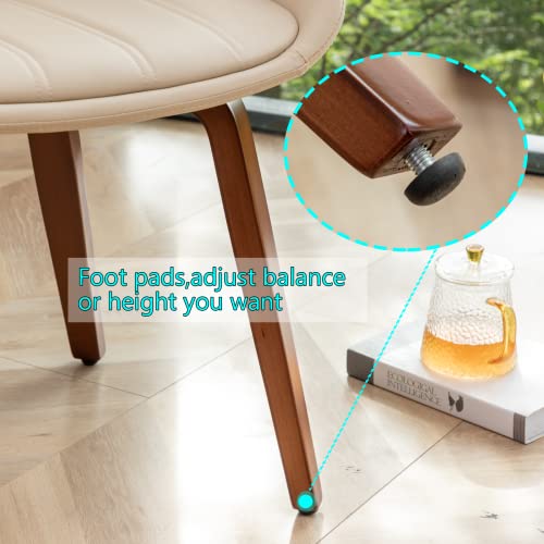 Youugior Mid Century Modern Faux Leather Upholstered Dining Chairs Set Of 4,Armless Accent Chairs With Sturdy Natural Wood Legs,Bamboo Backrest Support For Kitchen&Dining Room Chairs(Beige Pu) #TOP3