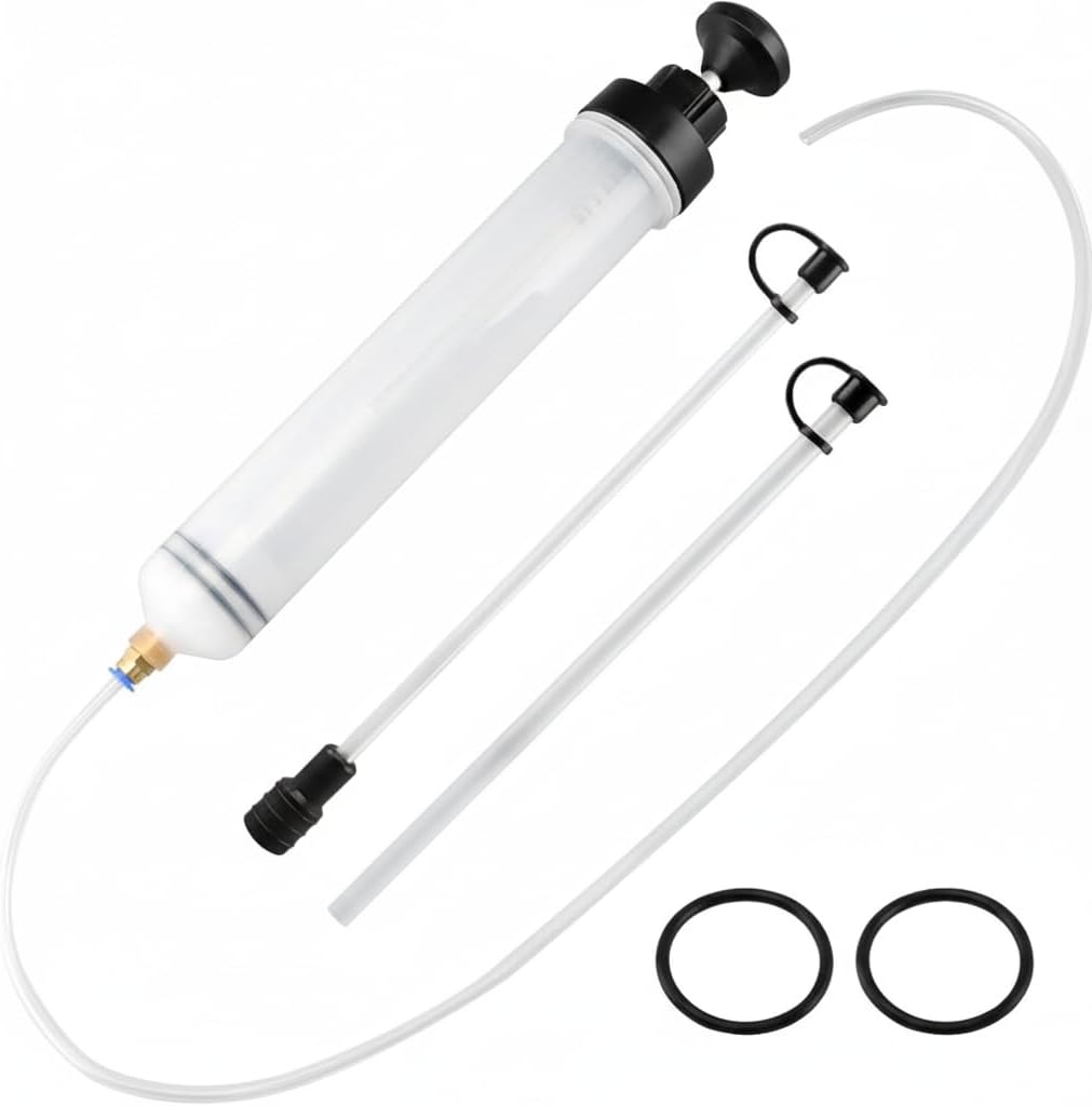 Manual Oil Extractor Pump Fluid Transfer with 23.6 inch Rubber Hose for Automotive Fuel Brake Fluid Suction (500 CC)