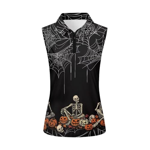 GULANGYU Halloween Print Womens Golf Shirt Sleeveless Polo Shirts Tennis Tank Top2