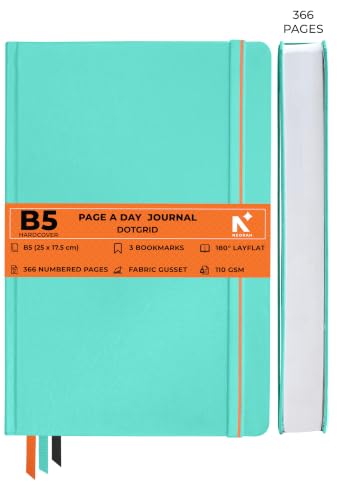 Image of NEORAH -B5 RULED | 368 Pages - 110 Gsm | PAGE A DAY JOURNAL (25x17.5 cm)-Hardcover RULED Notebook |Back Pocket |3 Silk Book Mark - Completely HANDMADE for Journaling,writing- TEAL