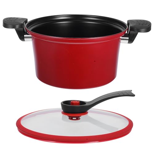 SAFIGLE Low Pressure Cooker Nonstick Multi-functional Household Soup and Stew Pot Red Versatile Cooking Tool for Steaming Braising and Boiling with Easy Lid Opening and Nutrient-preserving