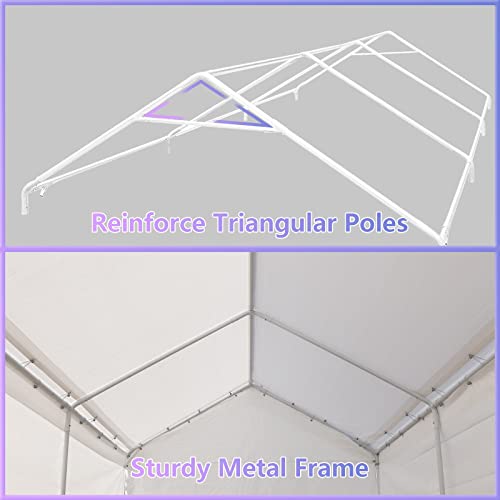 Lvuyoyo Carport, 10X20 Ft Upgraded Heavy Duty Carport With Removable Sidewalls And Doors - Portable Garage Car Canopy Boat Shelter Tent For Auto, Boat, Party, Wedding, Market Stall #TOP4