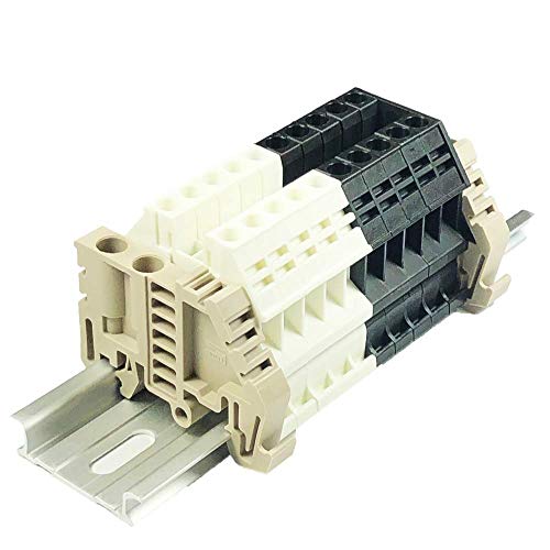 Bornes à rail DIN Bornier assemblé Dinkle DK2.5N 10 Gang 20A 600V pour fils 12-22 AWG blanc et noir