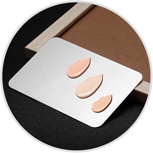 Métal Palette de Mélange, Plaque de Maquillage en Acier Inoxydable Plaque de Mélange de Fondation Rectangulaire avec Spatule, pour Dessin D’Artiste, Mélange de Peinture, Nail-Art (11.5 * 7.5Cm) – vue 6