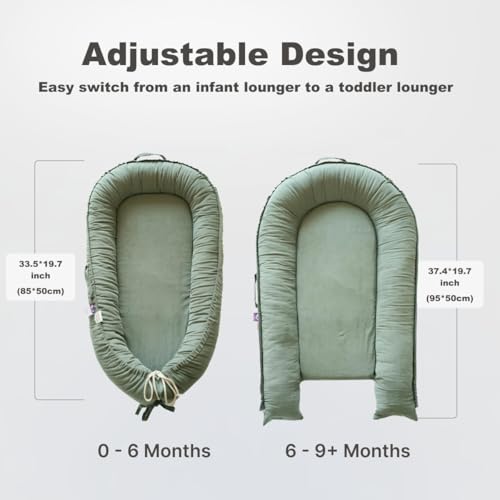 Image of Infant Lounger, Baby Nest Cover for Baby Girls & Boys, Newborn Essentials for Baby 0-12 Months, 100% Cotton Breathable (Sage Green Corduroy)