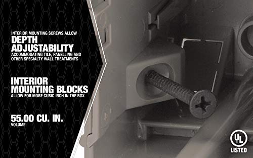 Image of Southwire MSBMMT3G 3 Gang Multi Mount Device Box with Depth Adjustable; Heavy Duty 42lb; Gray