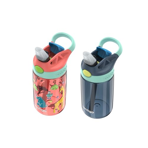 Image of Contigo Kids Water Bottle with Redesigned AUTOSPOUT Straw, 14 oz, 2-Pack