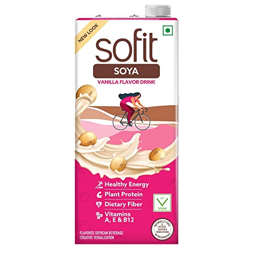 Sofit Soya Drink Vanilla, 1000ml| Vegan Drink |Enriched with plant protein, dietary fibers, vitamins and calcium | Lactose Free | Gluten Free | Preservatives Free