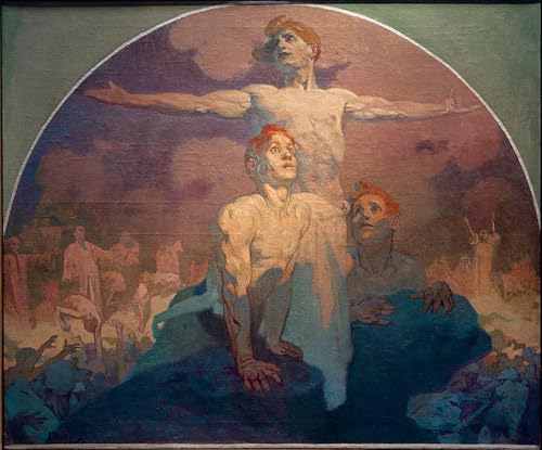 XcBAIHOUD Famoso Lienzo Imagen Lienzo Murales Rappresentazione simbolica di Alphonse Mucha para la Decoración del Hogar de la Oficina 60x90cm
