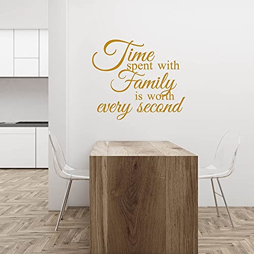 QIANGTOU Time Spent With Family Wall Quote Decal Family Love Quotes Stickers Wall Lettering Decals Wall Decor for Living-room, 87x75cm