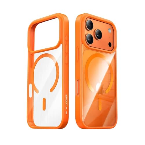LOOXER® CrystalEdge Clear Case for iPhone 17 Pro Max (6.9”) | Ultra-Clear Anti-Yellowing MagSafe Cover with Shockproof Protection + Premium Screen Protector (Orange, 17 Pro Max) by LOOXER - Used condition - US$5.05