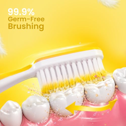 Image of Enshine Advance Clean+ Soft Toothbrush for Adults - Pack of 4 | Ultra Soft Tapered PBT Bristles | Tooth Brush Set with Non-Slip Grip | Manual Toothbrushes for Sensitive Gums & Enamel | Multi-Color
