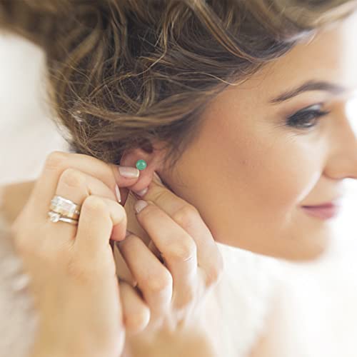 Jade Earrings Studs, 8Mm Dark Green Jade Earrings For Women, Sterling Silver Stud Earrings For Sensitive Ears, Jade Jewelry For Women & Men, Good Luck Handmade Earrings Gift For Birthday Anniversary (8Mm, Gold & Green) #TOP1