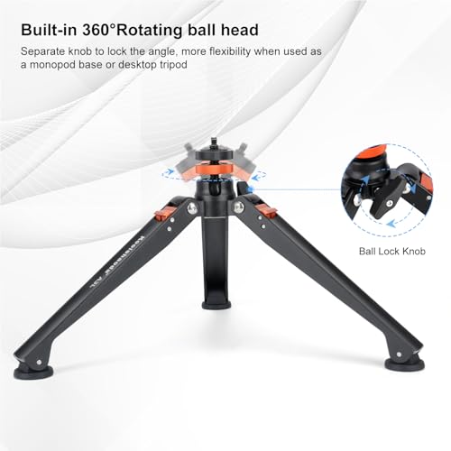 image for Koolehaoda Mini Tripod Base for Monopods, Aluminum Desktop Tripod with