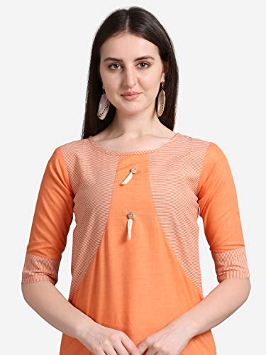 Image of EthnicJunction Women's Cotton Stripted Straight Kurta