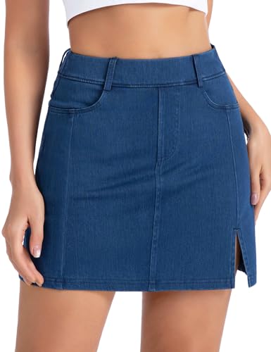 Jupe-short en jean extensible anti-frottement avec vraies poches